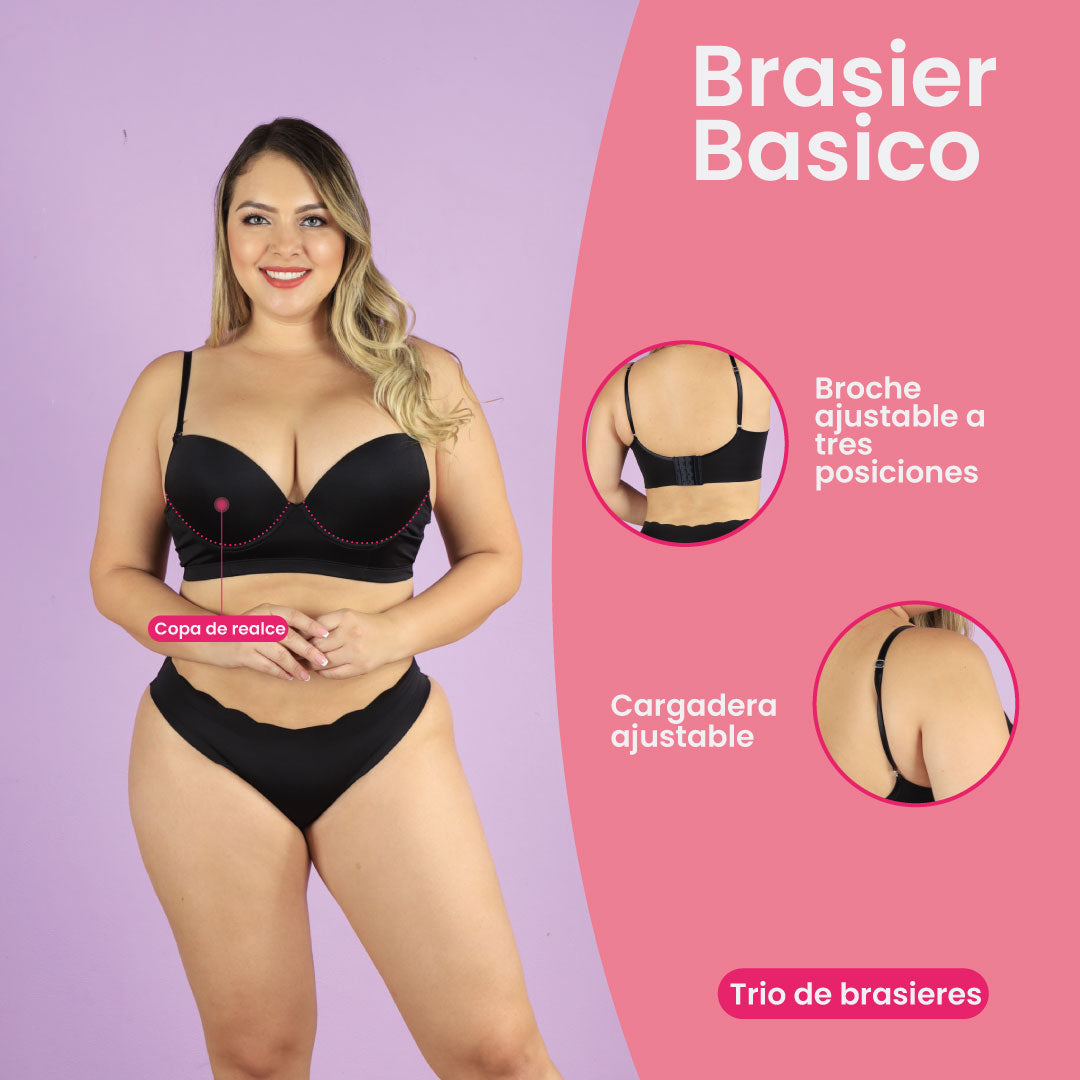 COMPRE 2 Y LLEVA 3 - TRIO DE BRASIER BASICOS