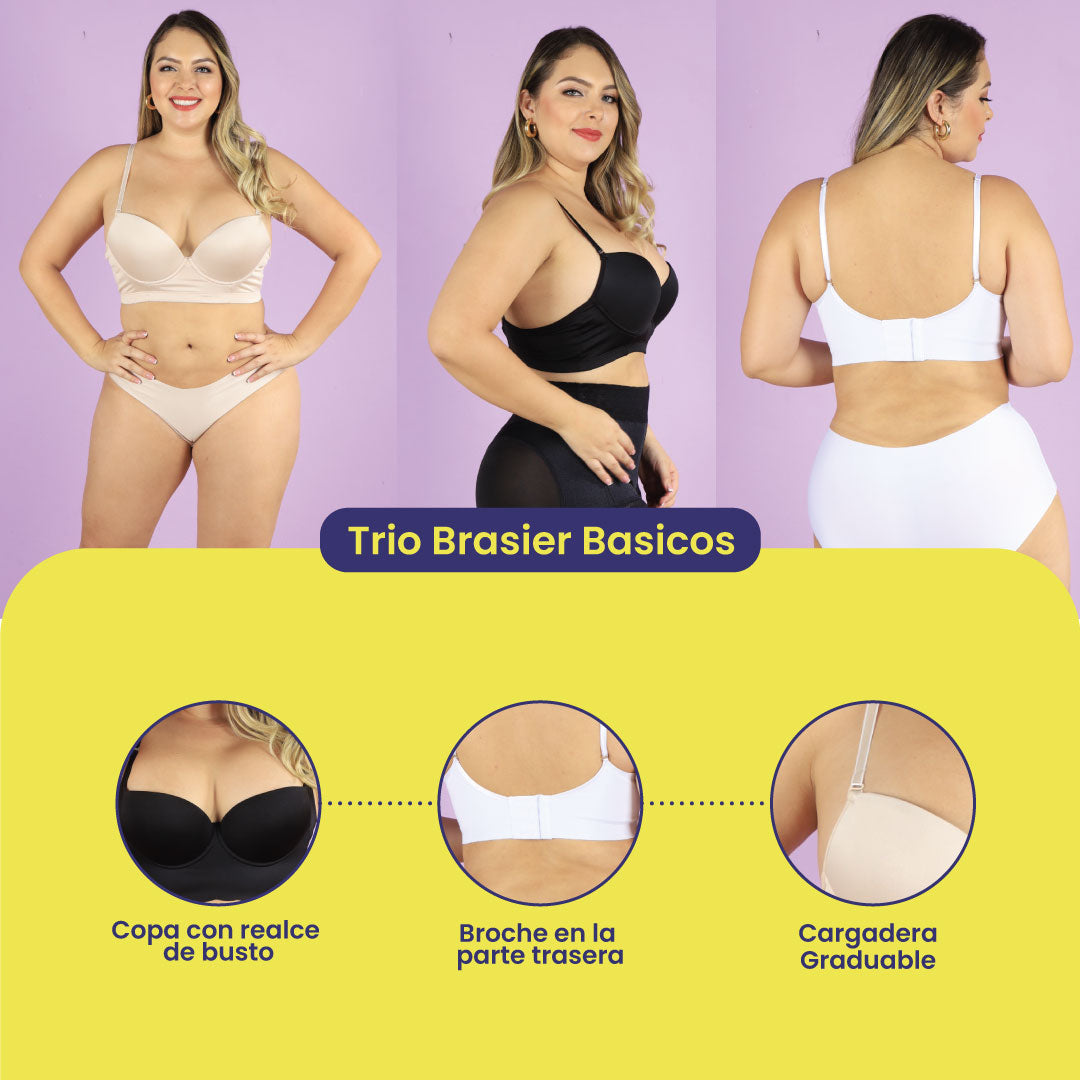 COMPRE 2 Y LLEVA 3 - TRIO DE BRASIER BASICOS