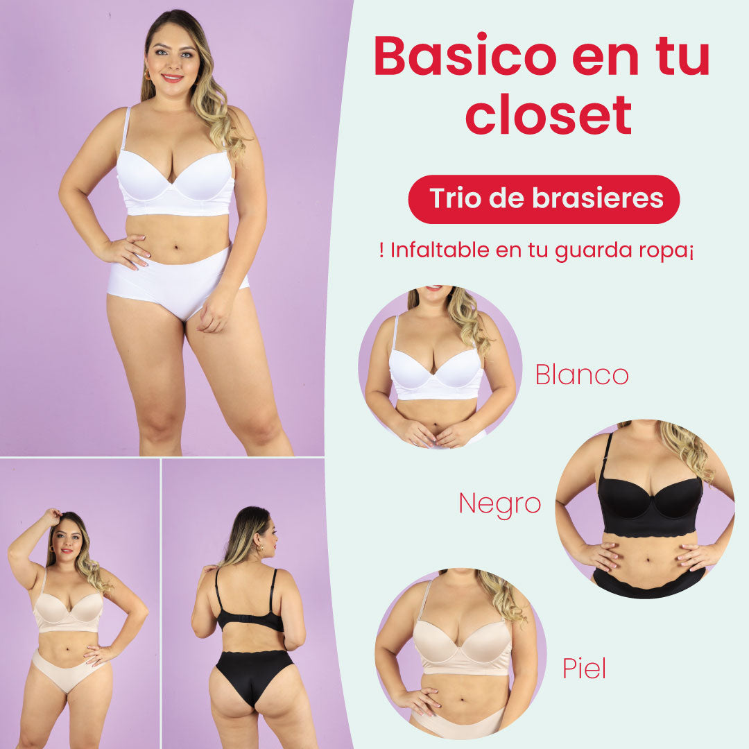 COMPRE 2 Y LLEVA 3 - TRIO DE BRASIER BASICOS